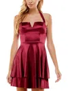 City Studio Juniors Womens Satin Mini Fit & Flare Dress In Multi