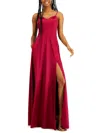 City Studio Juniors Womens Satin Sleeveless Evening Dress In Multi