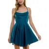 City Studio Juniors Womens Shimmer Back Tie Fit & Flare Dress In Multi