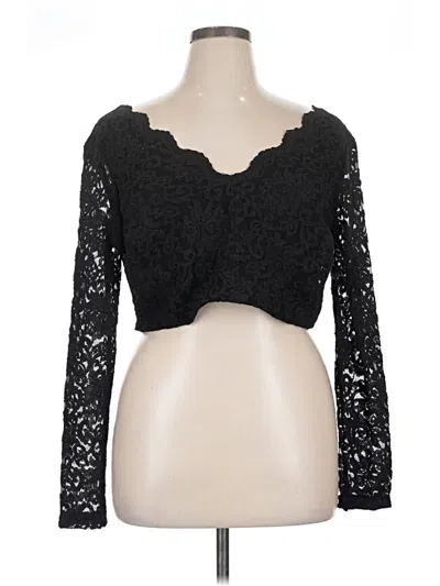 Pre-owned City Studio Long Sleeve Top Black Sweetheart Neckline Tops