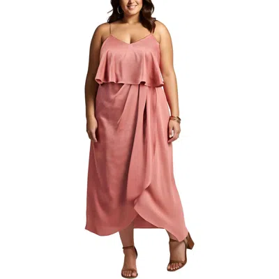 City Studio Plus Womens Drapey Satin Midi Dress In Multi