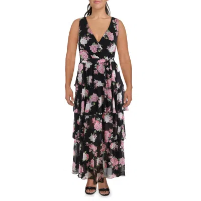 City Studio Plus Womens Floral Print Maxi Dress In Black