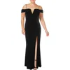 City Studio Plus Womens Off-the-shoulder V-neck Evening Dress In Multi