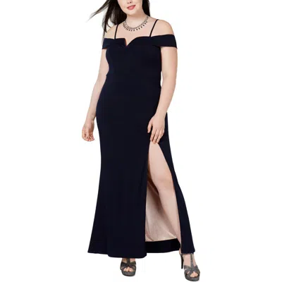 City Studio Plus Womens Off-the-shoulder V-neck Evening Dress In Multi