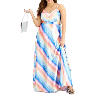 City Studio Plus Womens Padded Bust Mai Evening Dress In Multi