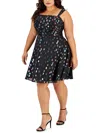 City Studio Plus Womens Party Mini Fit & Flare Dress In Multi