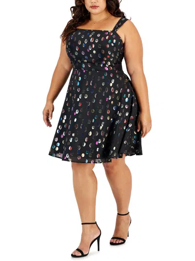 City Studio Plus Womens Party Mini Fit & Flare Dress In Multi