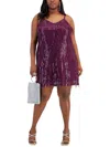CITY STUDIO PLUS WOMENS SEQUINED MINI COCKTAIL AND PARTY DRESS