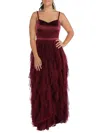 City Studio Plus Womens Tiered Polyester Evening Dress In Multi
