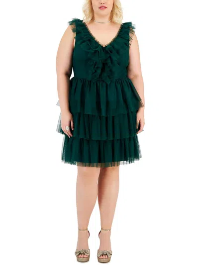 City Studio Plus Womens Tulle Midi Cocktail And Party Dress In Green