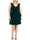 City Studio Plus Womens Tulle Midi Cocktail And Party Dress In Multi