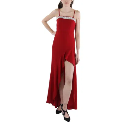 City Studio Womens Embellished Polyester Evening Dress In Red