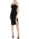 CITY STUDIO WOMENS FEATHER TRIM MIDI BODYCON DRESS