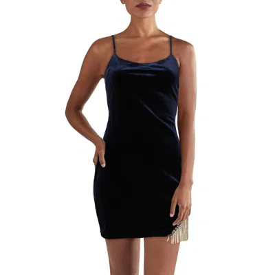 City Studio Womens Velvet Fringe Mini Dress In Blue