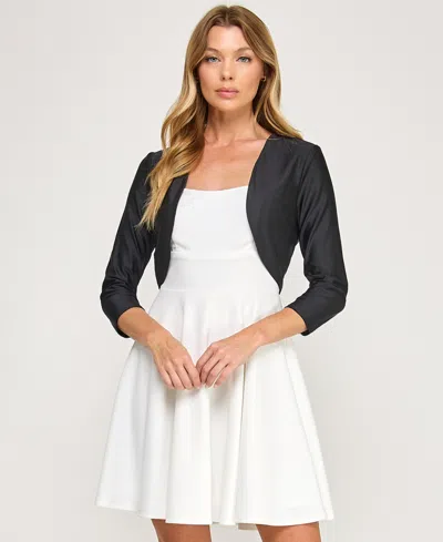 City Studios Juniors' 3/4-sleeves Bolero In Black