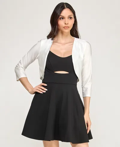 City Studios Juniors' 3/4-sleeves Bolero In White