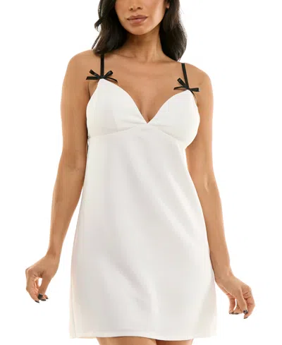 City Studios Juniors' Bow Trimmed Cocktail Dress In Ivory