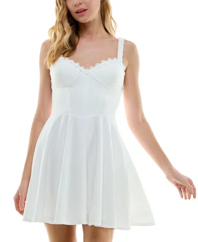 City Studios Juniors' Bustier Skater Dress In White