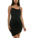 City Studios Juniors' Cowl-neck Glitter Bodycon Dress In Black