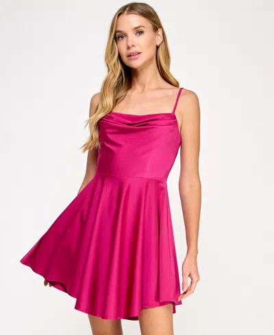 City Studios Juniors' Draped-top Skater Dress