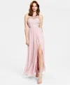 City Studios Juniors' Embellished Illusion Tulip Gown, Created For Macy's In Pink