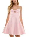 City Studios Juniors' Embellished-strap Cutout Dress In Baby Pink