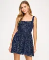 City Studios Juniors' Embroidered Mesh Fit & Flare Dress In Blue