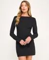 City Studios Juniors' Glitter Knit Long Sleeve Dress In Black
