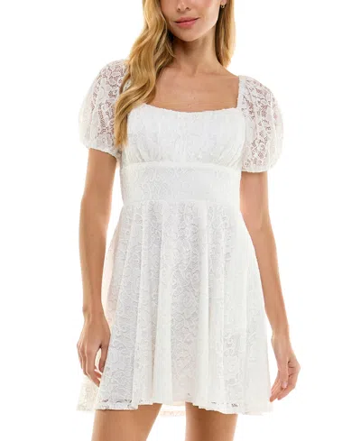 City Studios Juniors' Lace Fit & Flare Dress In White