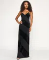 City Studios Juniors' Low-back Panel Long Slip Dress In Black