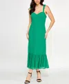 City Studios Juniors' Ruffled Tie-strap Midi Dress In Spinach