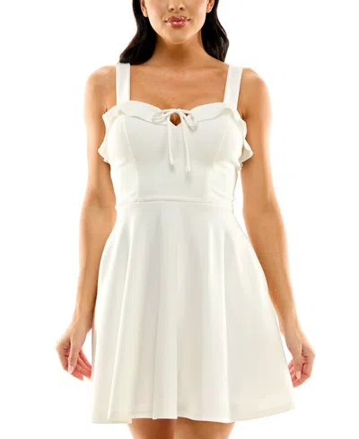 City Studios Juniors' Ruffled-top Mini Dress In White
