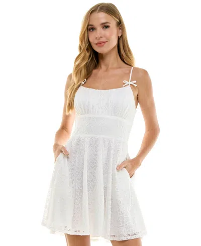 City Studios Juniors' Square Neck Dress In White