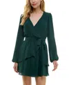 City Studios Juniors Womens Mini Tiered Fit & Flare Dress In Hunter Green
