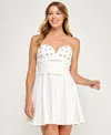 City Studios Juniors' Sweetheart Neck Double Bow Strapless Dress In White