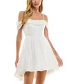 City Studios Juniors' Textured Chiffon Fit & Flare Dress In Ivory