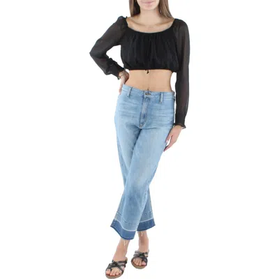 City Studios Juniors Womens Chiffon Metallic Cropped In Black