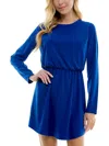 City Studios Juniors Womens Cinched Polyester Shift Dress In Blue