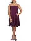 City Studios Juniors Womens Crepe Lace Back Fit & Flare Dress In Red