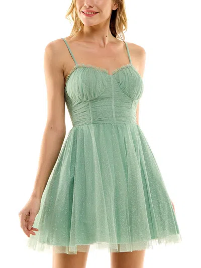 City Studios Juniors Womens Glitter Tiered Cocktail And Party Dress In Multi