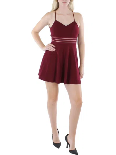 City Studios Juniors Womens Illusion Mini Fit & Flare Dress In Multi