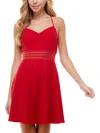 City Studios Juniors Womens Lace Back Polyester Fit & Flare Dress In Multi