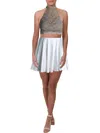 City Studios Juniors Womens Lace Halter Cocktail Dress In White