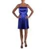 City Studios Juniors Womens Pleated Mini Cocktail And Party Dress In Blue