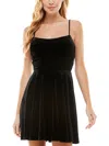 City Studios Juniors Womens Velvet Mini Cocktail And Party Dress In Black
