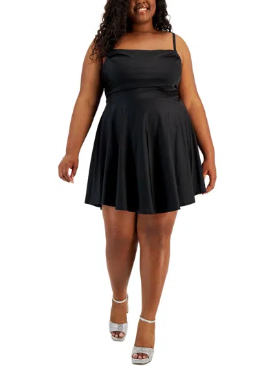 City Studios Plus Womens Party Mini Fit & Flare Dress In Black