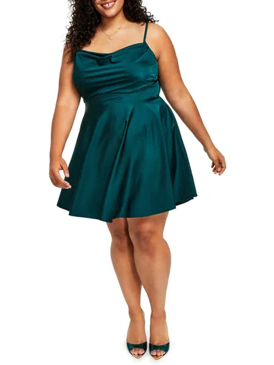City Studios Plus Womens Party Mini Fit & Flare Dress In Blue