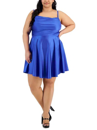City Studios Plus Womens Party Mini Fit & Flare Dress In Multi