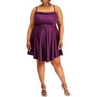 City Studios Plus Womens Party Mini Fit & Flare Dress In Pink