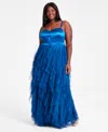 CITY STUDIOS TRENDY PLUS SIZE CORSET-BODICE RUFFLED-SKIRT GOWN